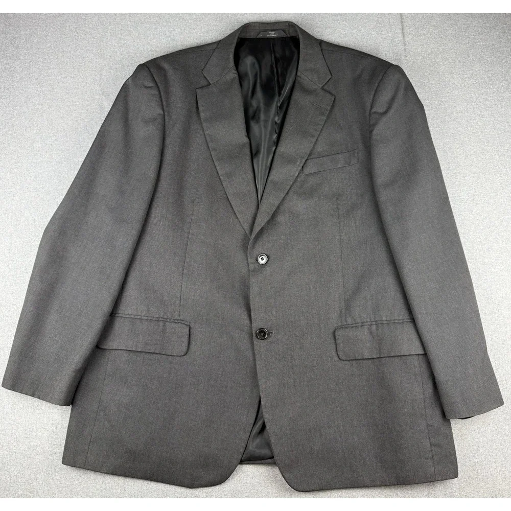Haggar Gray Sport Coat Blazer Men's 48R 2 Button Suit Jacket Big Tall Read